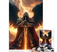 Rompecabezas para Adultos 1000 Piezas Arcángel Alado con Espada de Fuego Juguete Educativo Regalo de cumpleaños Juego práctico Interesante Reducción del estrés Tamaño 38x52cm