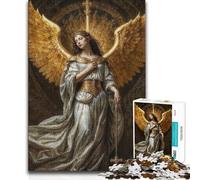 Rompecabezas para Adultos, 1000 Piezas, Arcángel Dorado con Cruz, Juego de desafío único, Juguete Educativo de Aprendizaje, decoración de Pared, 38x52cm (1000 Piezas)