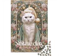Rompecabezas para Adultos 1000 Piezas Art Nouveau Cat Poster Rompecabezas para Adolescentes Juego De Ingenio Mejora La Memoria Actividades Divertidas En Casa 70x50cm/1000pcs