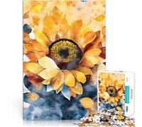 Rompecabezas para Adultos 1000 Piezas Arte de Acuarela de Girasol Juego desafiante y Juego Familiar Regalo para cumpleaños 38x26cm