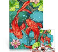 Rompecabezas para Adultos 1000 Piezas Arte de Peces koi para el Juguete de desafío de Juego Educativo para la decoración del hogar 75x50cm