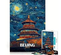 Rompecabezas para Adultos,1000 Piezas,Arte del Cielo Nocturno de Pekín,China,Arte de Corte preciso,Juego Creativo,Juguete,Tiempo de Juego Relajante,Escena navideña (38x52cm)