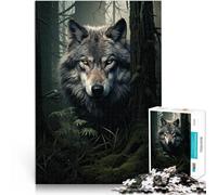 Rompecabezas para Adultos 1000 Piezas Arte del Lobo Ayuda al Cerebro a ejercitar Juguetes adictivos para Cultivar la Paciencia. Buen Regalo 38x26cm