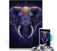 Rompecabezas para Adultos 1000 Piezas Arte del Rey Elefante Juegos Divertidos para la Familia Interacción Entre Padres e Hijos 52x38cm