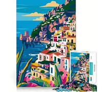 Rompecabezas para Adultos,1000 Piezas,Arte estético Italiano,Corte Suave,Juego Creativo para el Cerebro,diversión para el Tiempo Libre, Tranquilo (38x52cm)