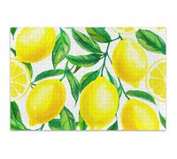 Rompecabezas para adultos, 1000 piezas, arte floral de animales, personalizado, divertido, rompecabezas de primera, limones amarillos, elefantes, blanco lima, regalos divertidos, 29.5 x 19.7 pulgadas