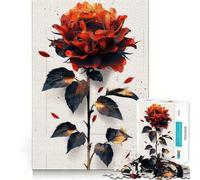 Rompecabezas para Adultos 1000 Piezas Arte Girasol Rojo Ardiente Juego de Ajuste Exacto Acertijo Regalo Divertido y Relajante Arte (38x26cm)