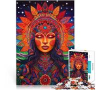 Rompecabezas para Adultos 1000 Piezas Arte Huichol de la Diosa 3 Juguete de desafío de Juego Educativo Lista de Deseos con Papá Noel 38x26cm