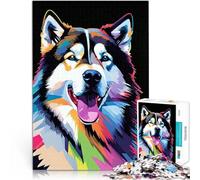 Rompecabezas para Adultos 1000 Piezas Arte Pop del Malamute de Alaska Juego Intelectual de Juguete Regalo para cumpleaños 52x38cm