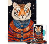 Rompecabezas para Adultos 1000 Piezas Arte Tribal de Animales Tigre Juego de Ajuste Rompecabezas Regalo para ejercitar la Mente Momento de diversión Tranquila Regalo de Arte navideño