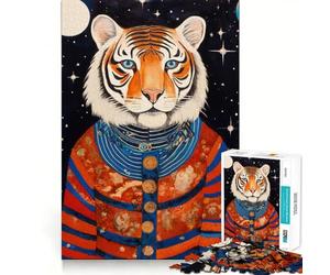 Rompecabezas para Adultos 1000 Piezas Arte Tribal de Animales Tigre Juego de Ajuste Rompecabezas Regalo para ejercitar la Mente Momento de diversión Tranquila Regalo de Arte navideño