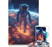 Rompecabezas para Adultos, 1000 Piezas: Astronauta en el Espacio con Planeta en Llamas, Juguete Educativo, para Pasar el Tiempo en casa, cumpleaños 50x75cm