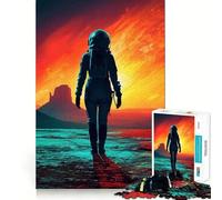 Rompecabezas para Adultos 1000 Piezas Astronauta en un Planeta alienígena,Paisaje,Arte de Corte Exacto,Juego Divertido para concentrarse,Juego para Relajarse,decoración navideña para la Pared 38x26cm