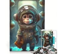 Rompecabezas para Adultos, 1000 Piezas: Astronauta, Espacio, Mono, Simio Juegos Divertidos para Relajarse y Fortalecer el Amor en Pareja 38x26cm