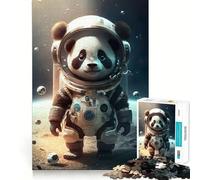 Rompecabezas para Adultos 1000 Piezas Astronauta,Espacio,Panda,Oso,Arte de Corte Exacto,Juego Divertido para concentrarse,Juego para Relajarse,Decoración navideña para la Pared (38x52cm)