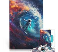 Rompecabezas para Adultos 1000 Piezas Astronauta surfeando en el Cosmos Rompecabezas Cada Pieza es única: un desafiante y Divertido Juego Familiar 38x52cm