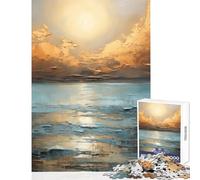 Rompecabezas para Adultos 1000 Piezas Atardecer Dorado sobre Mares de pátina de Cobre Juguete Educativo Regalo de cumpleaños Juego práctico colección de Artistas Bellas Artes tamaño 38x26cm