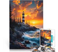 Rompecabezas para Adultos 1000 Piezas Atardecer en el Faro Juguetes educativos de Aprendizaje Juguetes de decoración del hogar 75x50cm