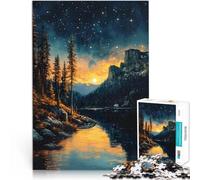Rompecabezas para Adultos 1000 Piezas Atardecer en el Lago de montaña Alivio del estrés Cada Pieza es única: un desafiante y Divertido Juego Familiar 52x38cm