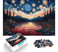 Rompecabezas para Adultos 1000 Piezas Atardecer en el Lago Estrellado Juego de Preguntas con Piezas de Formas aleatorias Que se entrelazan Completamente 75x50cm