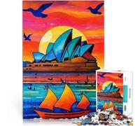 Rompecabezas para Adultos 1000 Piezas Atardecer en la Ópera de Sídney Difícil y desafío Decoración de Pared cumpleaños y Navidad 52x38cm