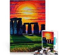 Rompecabezas para Adultos 1000 Piezas Atardecer en Stonehenge Juegos Divertidos para la Familia Juego Educativo para cumpleaños y Navidad. 75x50cm