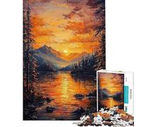 Rompecabezas para Adultos 1000 Piezas Atardecer Naturaleza Pintura al óleo Rompecabezas para Adultos Mejora la Memoria Ayuda a ejercitar el Cerebro 38x52cm