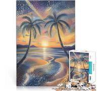 Rompecabezas para Adultos 1000 Piezas Atardecer Tropical en Estilo puntillista Juego Educativo Familiar Grandes Regalos y Juguetes 75x50cm