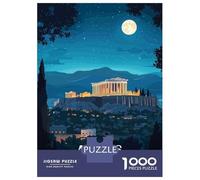 Rompecabezas para Adultos 1000 Piezas Athens Greece Night Travel Rompecabezas Juegos Divertidos Vacaciones En Casa Matar El Tiempo Oferta como Regalos para Toda La Familia 52x38cm/1000pcs