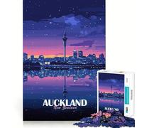 Rompecabezas para Adultos 1000 Piezas Auckland Nueva Zelanda Horizonte Nocturno Corte Juguete Divertido para ejercitar la Mente Juego Tranquilo Divertido Regalo de cumpleaños (50x75cm)