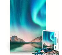 Rompecabezas para Adultos 1000 Piezas Aurora Boreal Islandia Corte Juguete Divertido para ejercitar la Mente Juego Tranquilo Divertido Regalo de cumpleaños (38x52cm)