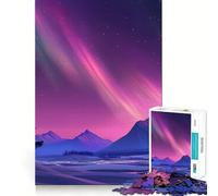 Rompecabezas para Adultos 1000 Piezas Aurora Boreal sobre montañas Nevadas Arte de Corte Exacto Juego Divertido para concentrarse Juego para Relajarse Decoración navideña para la Pared (38x26cm)