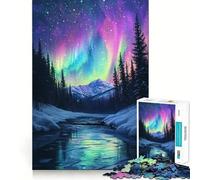 Rompecabezas para Adultos,1000 Piezas,Aurora Glow en Bosque Invernal,Corte, Juguete Divertido para Ejercitar la Mente,Juego Relajado,Divertido Regalo de Cumpleaños (50x75cm)