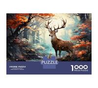 Rompecabezas para Adultos 1000 Piezas Autumn Forest Deer Painting-2 Rompecabezas para Adolescentes Juegos Familiares Difícil Difícil Cumpleaños Y Navidad 70x50cm/1000pcs