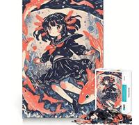Rompecabezas para Adultos 1000 Piezas Axolotl Anime Girl Arte de Corte Exacto Juego Divertido para concentrarse Juego para Relajarse Decoración navideña para la Pared (38x26cm)