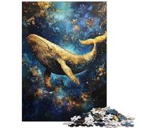Rompecabezas para Adultos 1000 Piezas Ballena Dorada en el Cosmos - Rompecabezas para Adultos Que mejoran la Memoria y ejercitan el Cerebro (75x50cm)