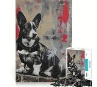 Rompecabezas para Adultos,1000 Piezas,Banksy Corgi,Arte Graffiti,decoración,Juego Divertido para Pensar,Tiempo de Juego Acogedor,Regalo de cumpleaños para Aficionados (50x75cm)