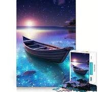 Rompecabezas para Adultos,1000 Piezas Barco,Noche,Luna,Corte preciso,Diversión,Juguete de construcción,Tiempo de Ocio,Juego artístico de cumpleaños 50x75cm