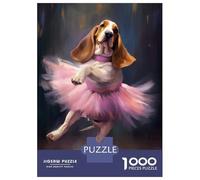 Rompecabezas para Adultos 1000 Piezas Basset Hound Ballerina Rompecabezas Juegos Divertidos Vacaciones En Casa Matar El Tiempo Oferta como Regalos para Toda La Familia 38x26cm/1000pcs