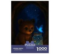 Rompecabezas para Adultos 1000 Piezas Bear Cub and Magic Butterfly Rompecabezas Juegos Relajantes Corte De Precisión Cumpleaños Y Navidad 38x26cm/1000pcs