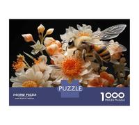 Rompecabezas para Adultos 1000 Piezas Bee on Orange Flowers Rompecabezas Juegos Relajantes Corte De Precisión Cumpleaños Y Navidad 70x50cm/1000pcs