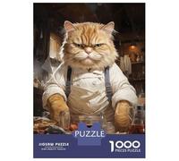 Rompecabezas para Adultos 1000 Piezas Big Fat Chef Cook Cat Rompecabezas para Adultos Juegos Divertidos Corte De Precisión Cumpleaños 38x26cm/1000pcs