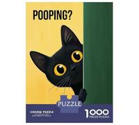 Rompecabezas para Adultos 1000 Piezas Black Cat Peeking with Pooping Text Rompecabezas para Adultos Juegos Relajantes Que Mejoran La Memoria Regalos Y Cumpleaños Únicos 52x38cm/1000pcs