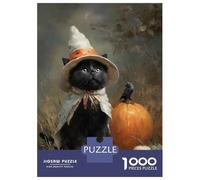 Rompecabezas para Adultos 1000 Piezas Black Cat Witch Rompecabezas Juguete Decoración De Pared Vacaciones En Casa Matar El Tiempo Juego Desafiante Regalos 52x38cm/1000pcs