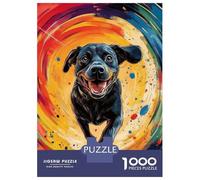 Rompecabezas para Adultos 1000 Piezas Black Lab in Swirling Colors Rompecabezas Juegos Relajantes Corte De Precisión Cumpleaños Y Navidad 70x50cm/1000pcs