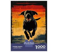 Rompecabezas para Adultos 1000 Piezas Black Lab Running Sunset Rompecabezas para Adultos Juegos Relajantes Regalos para Mujeres Juegos Desafiantes Regalos 70x50cm/1000pcs