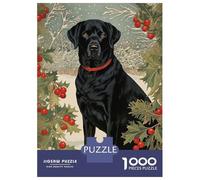 Rompecabezas para Adultos 1000 Piezas Black Labrador in Winter Rompecabezas Juguete Decoración De Pared Vacaciones En Casa Matar El Tiempo Juego Desafiante Regalos 52x38cm/1000pcs