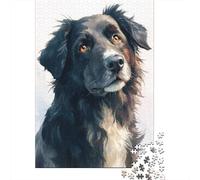 Rompecabezas para Adultos 1000 Piezas Black & White Fluffy Dog Portrait Rompecabezas para Adolescentes Juego De Ingenio Mejora La Memoria Actividades Divertidas En Casa 70x50cm/1000pcs