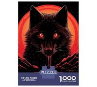 Rompecabezas para Adultos 1000 Piezas Black Wolf Sunset Rompecabezas para Adolescentes Juegos Relajantes Una Obra De Arte Cumpleaños Y Navidad 38x26cm/1000pcs