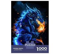 Rompecabezas para Adultos 1000 Piezas Blue Fire Dragon Art Print Rompecabezas para Adultos Juego Práctico Decoración Actividades Divertidas En Casa 70x50cm/1000pcs